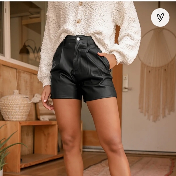 Levis High Rise Faux Leather Shorts 